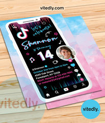 Tiktok Invitation, Tiktok Birthday Invitation, Tiktok invite