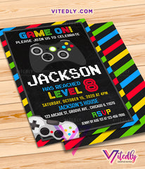 Video Game Arcade Invitation, Video Game Birthday Party Invitations, Game Console Invitation