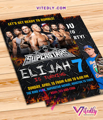 WWE Birthday Invitations, WWE Invitations, Wrestling Invitations