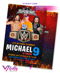 WWE Invitations, WWE Birthday Invitations, Wrestling Invitations, John Cena Invitations, Wrestling Birthday Invites