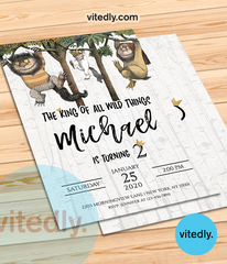Where The Wild Things Are Invitation, Where The Wild Things Are Birthday Invitation, Let The Wild Rumpus Start