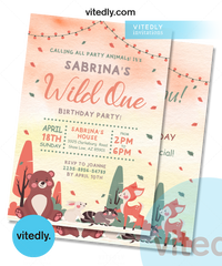 Wild One Invitation, Wild One Birthday Invitation , Safari Wild One Party Invite, Boy Safari Animals,