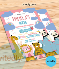 Party Animals Birthday Invitation | Wild One Animals Invitation
