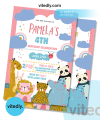 Party Animals Birthday Invitation | Wild One Animals Invitation
