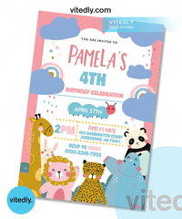 Party Animals Birthday Invitation | Wild One Animals Invitation