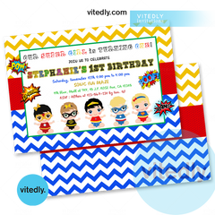 Superhero Babies Birthday Invitation | baby Superhero Invitation