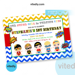 Superhero Babies Birthday Invitation | baby Superhero Invitation