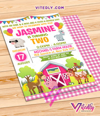 Farm Theme Party Invitations for girls, Barnyard Theme Party for girls, Farm Theme party for girls, Farm Themed birthday party, Barnyard invitations for girls