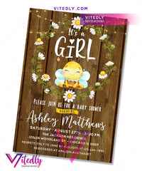 Honey Bee Baby Shower Birthday Invitation