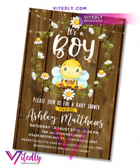 Bee Baby Shower Birthday Invitation