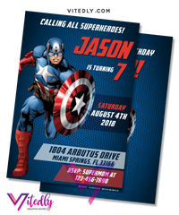 Captain America Birthday Invitation, Captain America Invitation