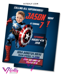 Captain America Birthday Invitation, Captain America Invitation