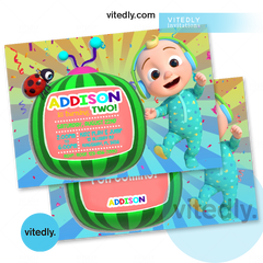 Cocomelon Birthday Invitation with FREE Thank you card!