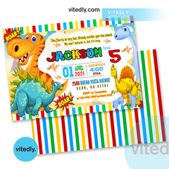 Dinosaur Birthday Invitation, Dino Invitation, Dinosaur Invitation with FREE Thank You Card!