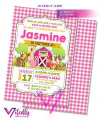 Barnyard Theme Party Invitations for girls, Farm Theme party for girls, Farm Themed birthday party for girls, Barnyard invitations for girls