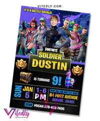 Fortnite Season 4 Invitation, Fortnite Season 4 Birthday Invitation