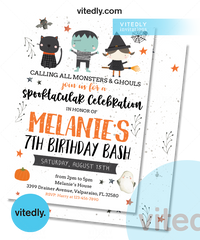 Halloween Birthday Invitation, Trick or Treat Invitation, Halloween Candy Invite, Spooky Party Invitation