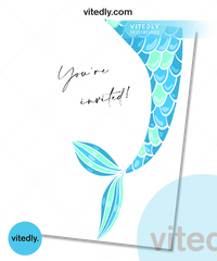 Mermaid Theme Birthday Invitation | Mermaid Theme Invite