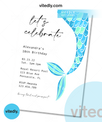 Mermaid Theme Birthday Invitation | Mermaid Theme Invite