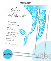 Mermaid Theme Birthday Invitation | Mermaid Theme Invite