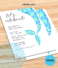 Mermaid Theme Birthday Invitation | Mermaid Theme Invite