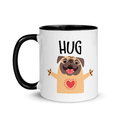 Pug Hug Mug with Color Inside