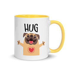 Pug Hug Mug with Color Inside