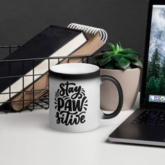 Stay PAW-sitive Matte Black Magic Mug