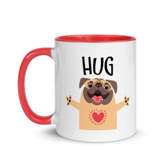 Pug Hug Mug with Color Inside
