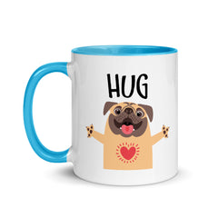 Pug Hug Mug with Color Inside