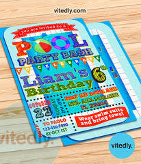 Swimming Pool Party Birthday Invitation, Pool Invitation, Pool Birthday Invitation
