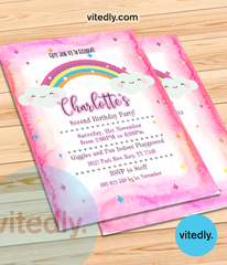 Rainbow Birthday Invitation with FREE Thank You Card