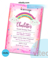 Rainbow Birthday Invitation with FREE Thank You Card