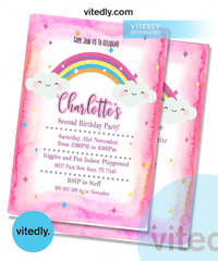 Rainbow Birthday Invitation with FREE Thank You Card