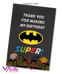 Batman Party Invitation with Free Thank You Card, Batman Party Invite