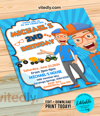 Editable Blippi Invitation | Instant Download