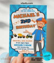 Editable Blippi Invitation | Instant Download