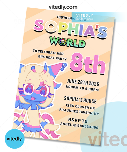 Dandy's World Yatta Birthday  Invitation