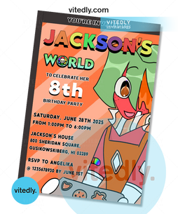 Dandy's World - Sprout Birthday Invitation with FREE Thank you card!