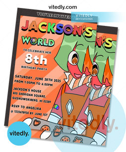 Dandy's World - Sprout Birthday Invitation with FREE Thank you card!