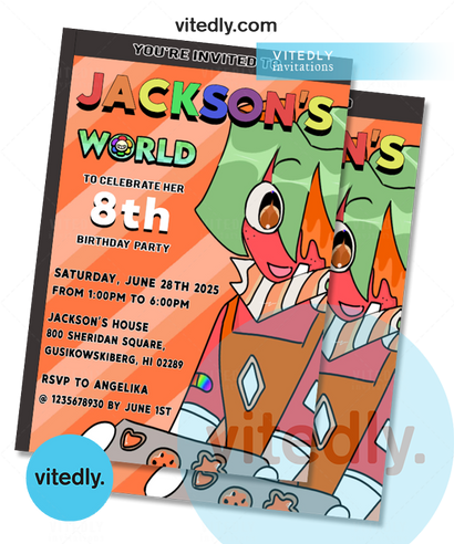 Dandy's World - Sprout Birthday Invitation with FREE Thank you card!