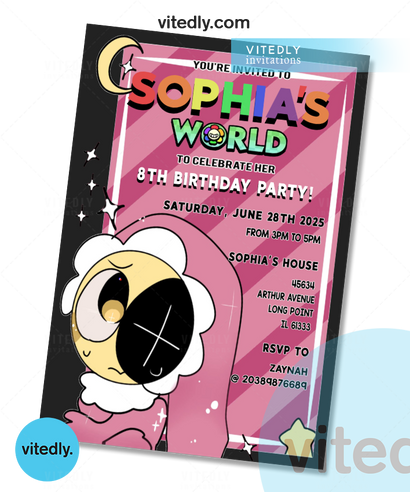 Dandy's World Birthday Invitation with Thank you card