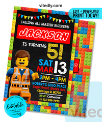 Editable Lego Invitation | Editable Lego Birthday Invitation