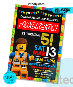 Editable Lego Invitation | Editable Lego Birthday Invitation