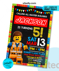 Editable Lego Invitation | Editable Lego Birthday Invitation