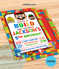 Lego-Mario- Birthday  Invitation  with Thank You Card
