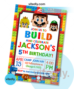 Lego Mario Birthday Invitation