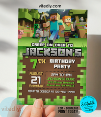 Editable Minecraft Invitation | Editable Minecraft Birthday Invitation