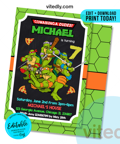 Editable Ninja Turtles Invitation | Instant Download