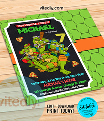 Editable Ninja Turtles Invitation | Instant Download